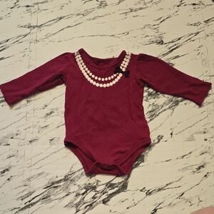 Charming Long Sleeve Burgundy Bodysuit